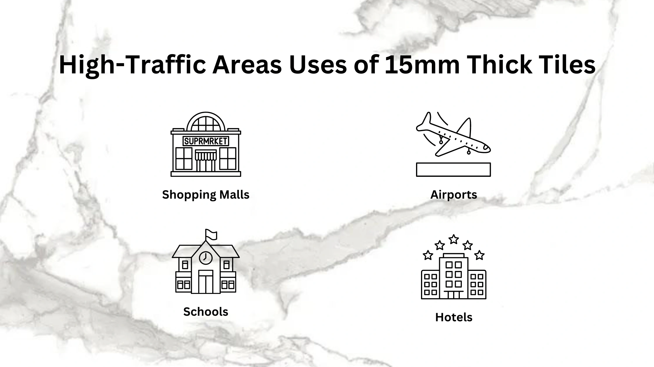 high traffic areas uses of 15 mm thick tiles